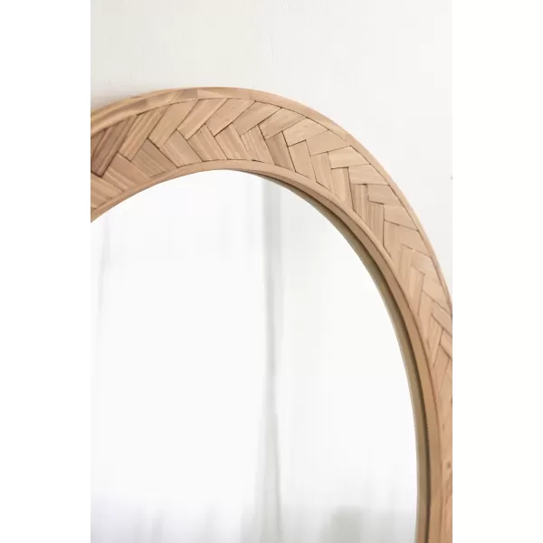 imageKate and Laurel Braywood Modern Pieced Wood Round Mirror 24 Inch Diameter Rustic Brown Decorative Circle Mirror for Use as Coastal Bathroom Mirror for Over Sink or Accent Bedroom Mirror