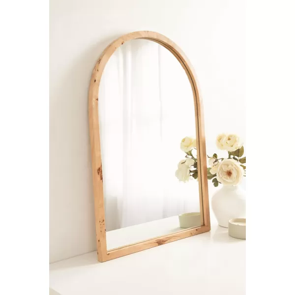 imageKate and Laurel Burlock Modern Burlwood Arched Mirror 22 x 32 Natural Wood Transitional Arch Mirror for Use as Vanity Bathroom Mirror or Fireplace Mantel Mirror