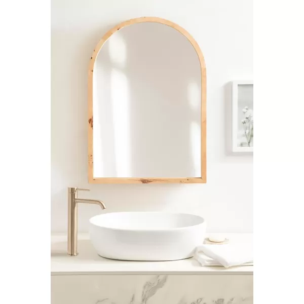 imageKate and Laurel Burlock Modern Burlwood Arched Mirror 22 x 32 Natural Wood Transitional Arch Mirror for Use as Vanity Bathroom Mirror or Fireplace Mantel Mirror