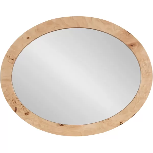 imageKate and Laurel Burlock Modern Burlwood Oval Mirror 22 x 28 Natural Wood Transitional Wide Round Mirror for Use as Vanity Bathroom Mirror or Fireplace Mantel Mirror