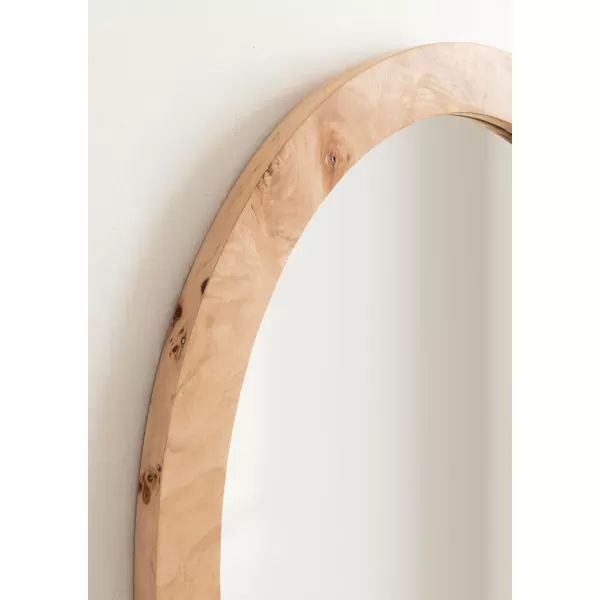 imageKate and Laurel Burlock Modern Burlwood Oval Mirror 22 x 28 Natural Wood Transitional Wide Round Mirror for Use as Vanity Bathroom Mirror or Fireplace Mantel Mirror
