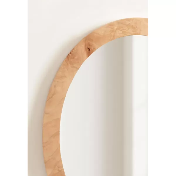 imageKate and Laurel Burlock Modern Burlwood Oval Mirror 22 x 28 Natural Wood Transitional Wide Round Mirror for Use as Vanity Bathroom Mirror or Fireplace Mantel Mirror