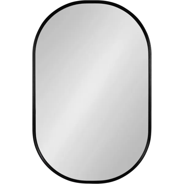 Kate and Laurel Caskill Modern Oval Mirror 18quot x 24quot Black CapsuleShaped Accent Mirror for Entryway Living Room or BathroomBlack