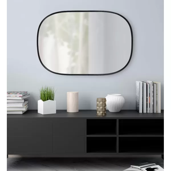 Kate and Laurel Caskill Modern Oval Mirror 18quot x 24quot Black CapsuleShaped Accent Mirror for Entryway Living Room or BathroomBlack