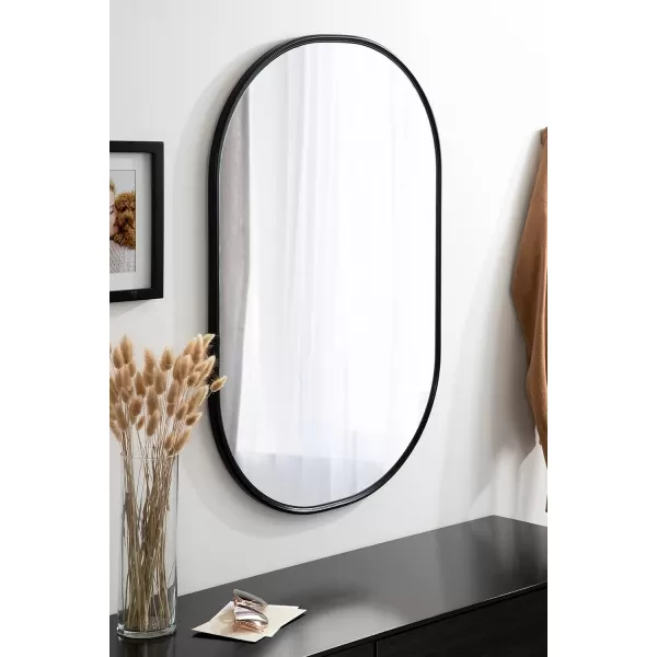 Kate and Laurel Caskill Modern Oval Mirror 18quot x 24quot Black CapsuleShaped Accent Mirror for Entryway Living Room or BathroomBlack