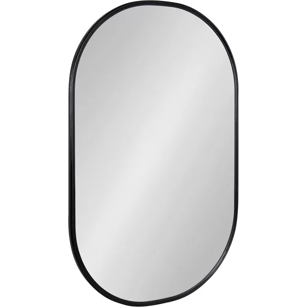 Kate and Laurel Caskill Modern Oval Mirror 18quot x 24quot Black CapsuleShaped Accent Mirror for Entryway Living Room or BathroomBlack