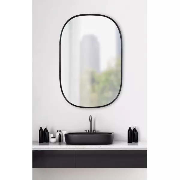 Kate and Laurel Caskill Modern Oval Mirror 18quot x 24quot Black CapsuleShaped Accent Mirror for Entryway Living Room or BathroomBlack