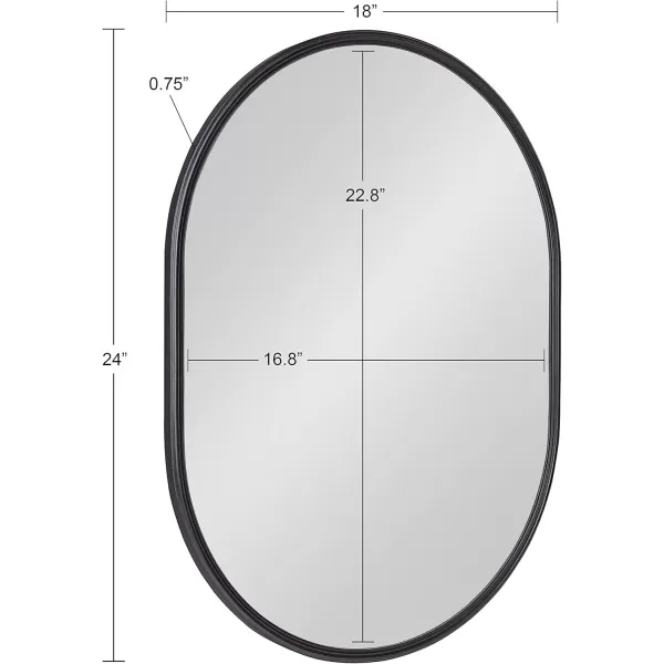 Kate and Laurel Caskill Modern Oval Mirror 18quot x 24quot Black CapsuleShaped Accent Mirror for Entryway Living Room or BathroomBlack