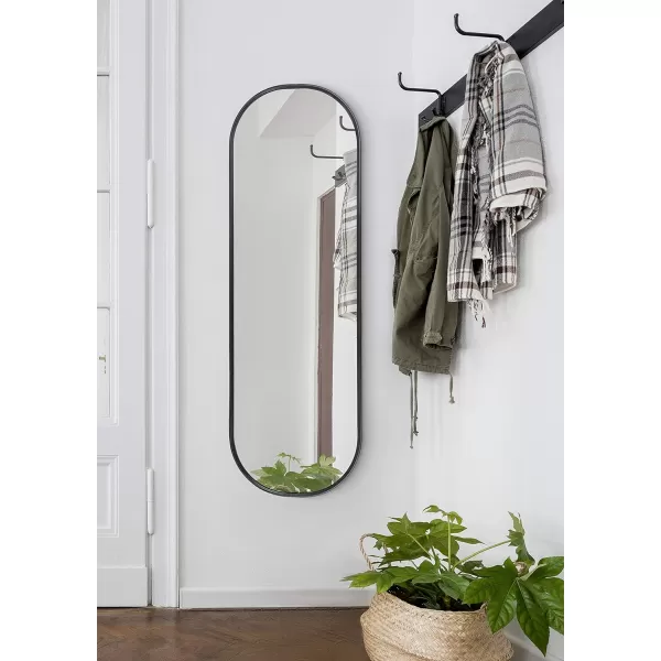 Kate and Laurel Caskill Modern Oval Mirror 18quot x 24quot Black CapsuleShaped Accent Mirror for Entryway Living Room or BathroomBlack