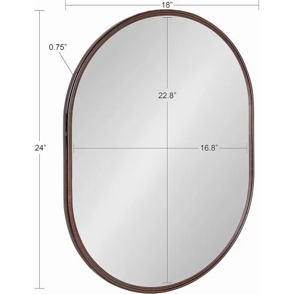 Kate and Laurel Caskill Modern Oval Mirror 18quot x 24quot Black CapsuleShaped Accent Mirror for Entryway Living Room or BathroomBronze