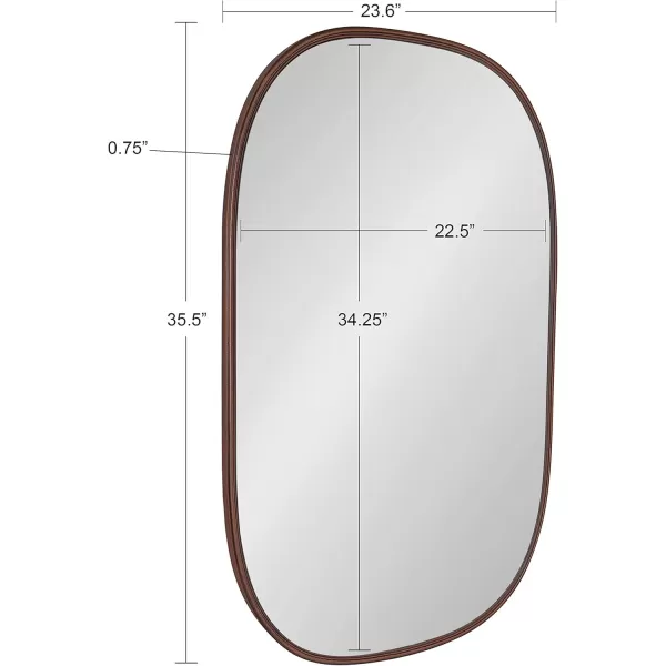 Kate and Laurel Caskill Modern Oval Mirror 18quot x 24quot Black CapsuleShaped Accent Mirror for Entryway Living Room or BathroomBronze