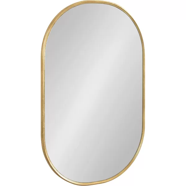 Kate and Laurel Caskill Modern Oval Mirror 18quot x 24quot Black CapsuleShaped Accent Mirror for Entryway Living Room or BathroomGold