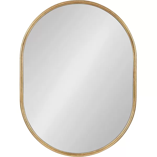 Kate and Laurel Caskill Modern Oval Mirror 18quot x 24quot Black CapsuleShaped Accent Mirror for Entryway Living Room or BathroomGold