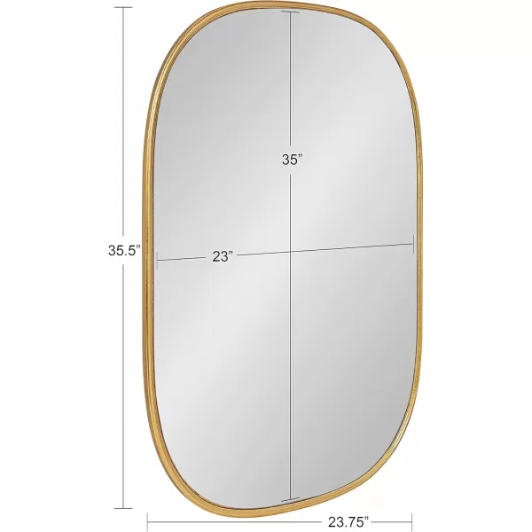 Kate and Laurel Caskill Modern Oval Mirror 18quot x 24quot Black CapsuleShaped Accent Mirror for Entryway Living Room or BathroomGold