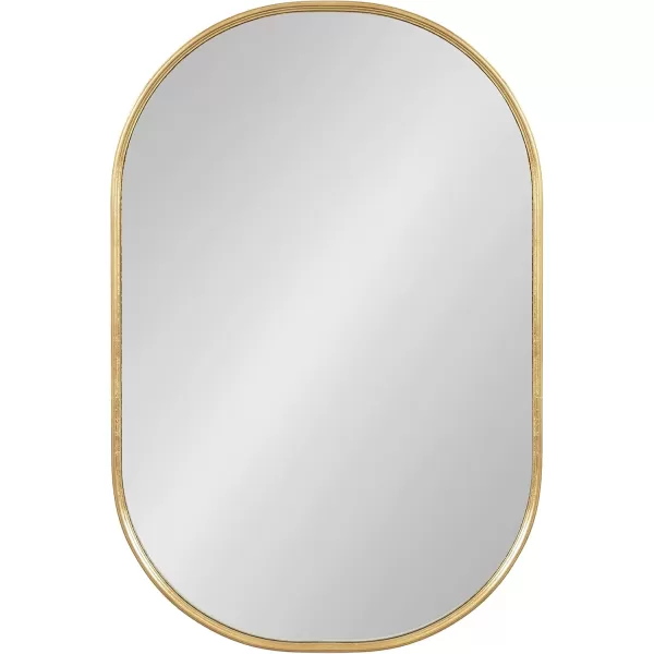 Kate and Laurel Caskill Modern Oval Mirror 18quot x 24quot Black CapsuleShaped Accent Mirror for Entryway Living Room or BathroomGold