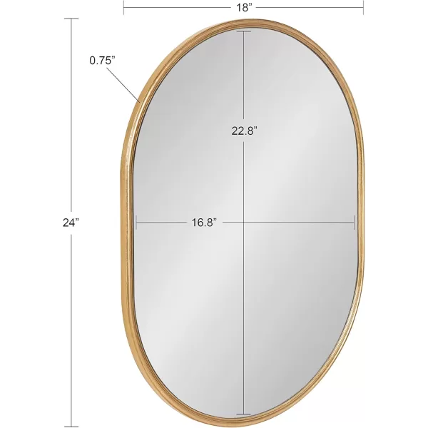 Kate and Laurel Caskill Modern Oval Mirror 18quot x 24quot Black CapsuleShaped Accent Mirror for Entryway Living Room or BathroomGold