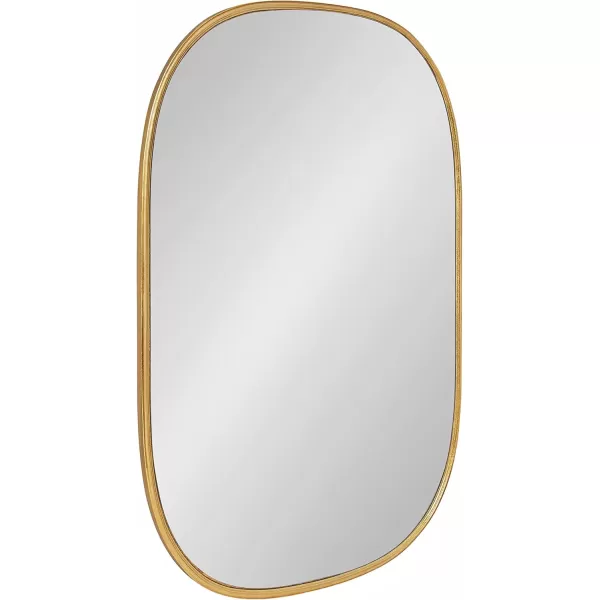 Kate and Laurel Caskill Modern Oval Mirror 18quot x 24quot Black CapsuleShaped Accent Mirror for Entryway Living Room or BathroomGold