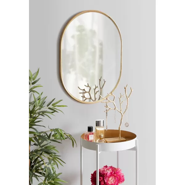 Kate and Laurel Caskill Modern Oval Mirror 18quot x 24quot Black CapsuleShaped Accent Mirror for Entryway Living Room or BathroomGold