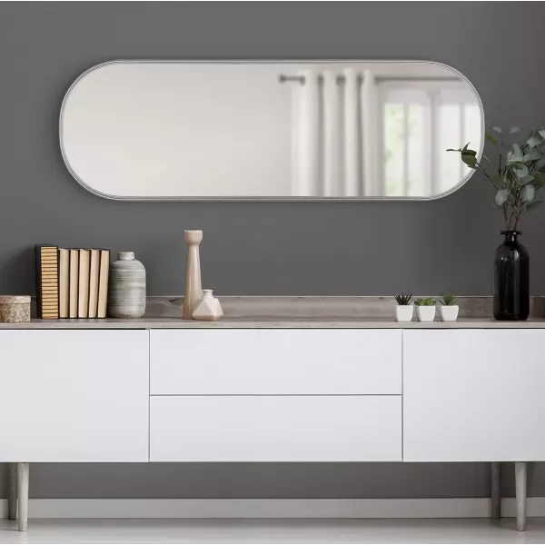 Kate and Laurel Caskill Modern Oval Mirror 18quot x 24quot Black CapsuleShaped Accent Mirror for Entryway Living Room or BathroomGrey