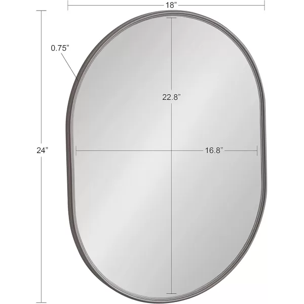 Kate and Laurel Caskill Modern Oval Mirror 18quot x 24quot Black CapsuleShaped Accent Mirror for Entryway Living Room or BathroomGrey