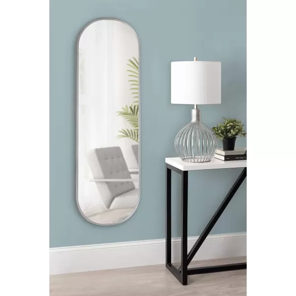 Kate and Laurel Caskill Modern Oval Mirror 18quot x 24quot Black CapsuleShaped Accent Mirror for Entryway Living Room or BathroomGrey