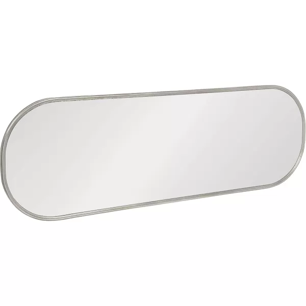 Kate and Laurel Caskill Modern Oval Mirror 18quot x 24quot Black CapsuleShaped Accent Mirror for Entryway Living Room or BathroomSilver