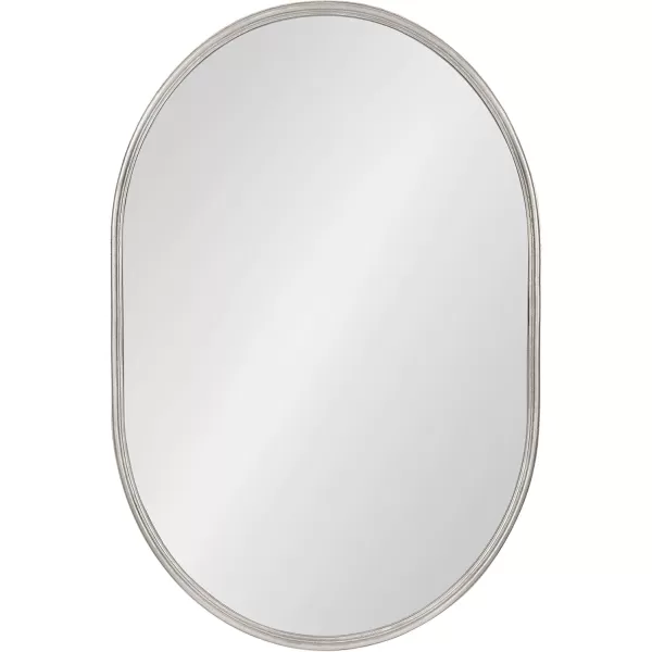 Kate and Laurel Caskill Modern Oval Mirror 18quot x 24quot Black CapsuleShaped Accent Mirror for Entryway Living Room or BathroomSilver