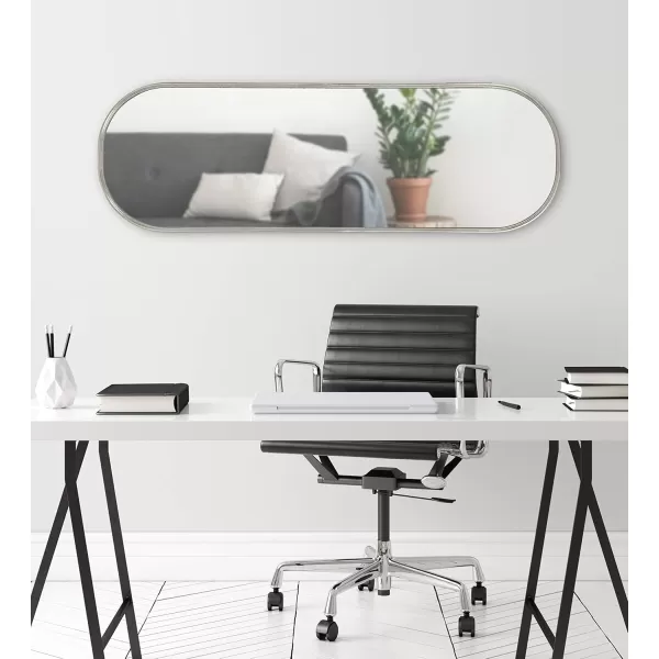 Kate and Laurel Caskill Modern Oval Mirror 18quot x 24quot Black CapsuleShaped Accent Mirror for Entryway Living Room or BathroomSilver