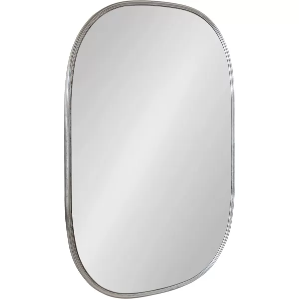 Kate and Laurel Caskill Modern Oval Mirror 18quot x 24quot Black CapsuleShaped Accent Mirror for Entryway Living Room or BathroomSilver