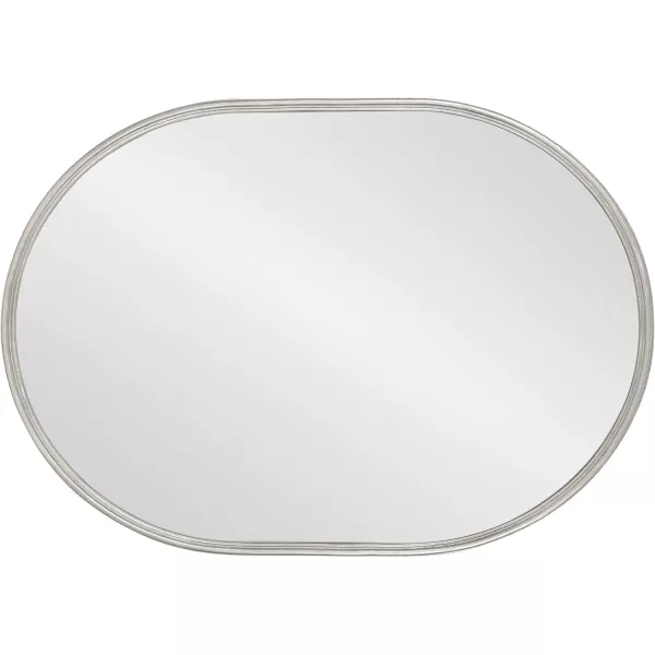 Kate and Laurel Caskill Modern Oval Mirror 18quot x 24quot Black CapsuleShaped Accent Mirror for Entryway Living Room or BathroomSilver