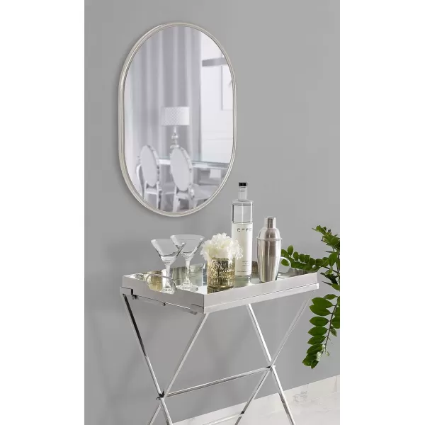 Kate and Laurel Caskill Modern Oval Mirror 18quot x 24quot Black CapsuleShaped Accent Mirror for Entryway Living Room or BathroomSilver