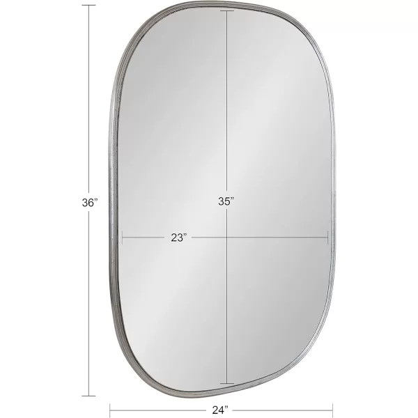 Kate and Laurel Caskill Modern Oval Mirror 18quot x 24quot Black CapsuleShaped Accent Mirror for Entryway Living Room or BathroomSilver