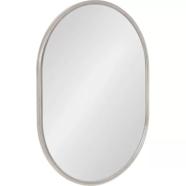 Kate and Laurel Caskill Modern Oval Mirror 18quot x 24quot Black CapsuleShaped Accent Mirror for Entryway Living Room or BathroomSilver