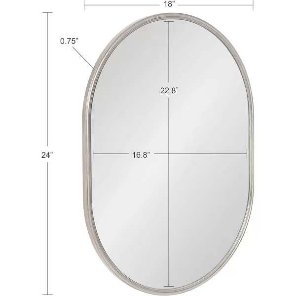 Kate and Laurel Caskill Modern Oval Mirror 18quot x 24quot Black CapsuleShaped Accent Mirror for Entryway Living Room or BathroomSilver