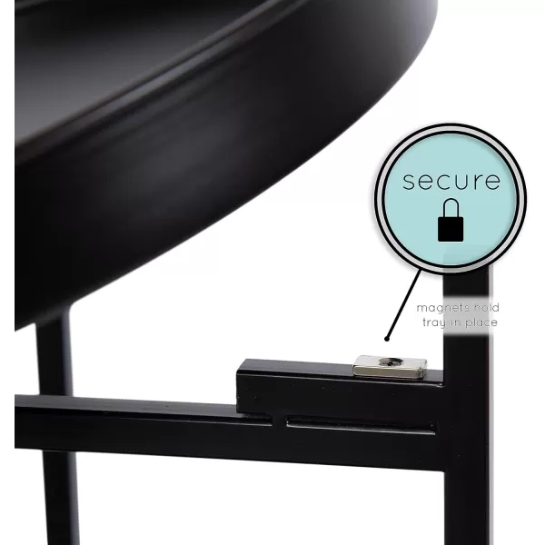 Kate and Laurel Celia Modern 3Tier Bar Cart 16 x 16 x 29 Black Decorative Round Rolling Serving Cart with Lockable Wheels and Three Tiers of Storage and Display SpaceBlack