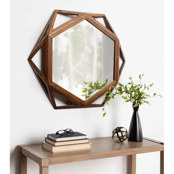 imageKate and Laurel Cortland RusticModern Geometric Octagon Shaped Wood Accent Wall Mirror Rustic Caramel Finish 24x27inchesBrown