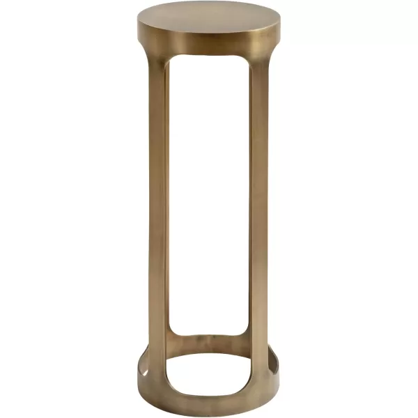 Kate and Laurel Dahl Modern Metal Round Outdoor Drink Table 8 x 8 x 23 Antique Brass Circle Accent Pedestal Patio Mini Table for Use as Living Room Plant Stand or Small Bedroom NightstandGold