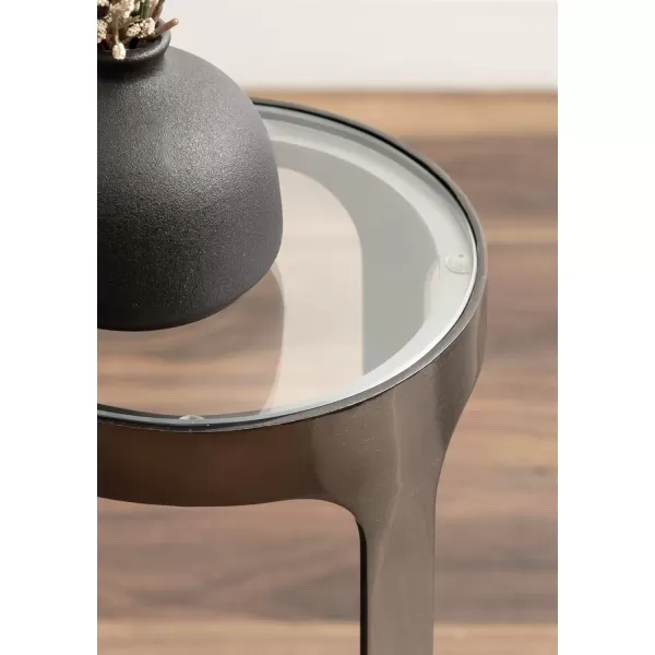 Kate and Laurel Dahl Modern Metal Round Outdoor Drink Table 8 x 8 x 23 Antique Brass Circle Accent Pedestal Patio Mini Table for Use as Living Room Plant Stand or Small Bedroom NightstandPewter