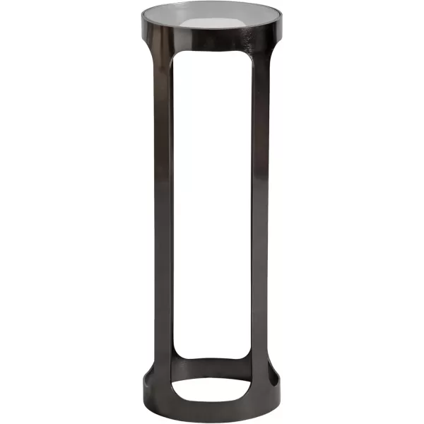 Kate and Laurel Dahl Modern Metal Round Outdoor Drink Table 8 x 8 x 23 Antique Brass Circle Accent Pedestal Patio Mini Table for Use as Living Room Plant Stand or Small Bedroom NightstandPewter