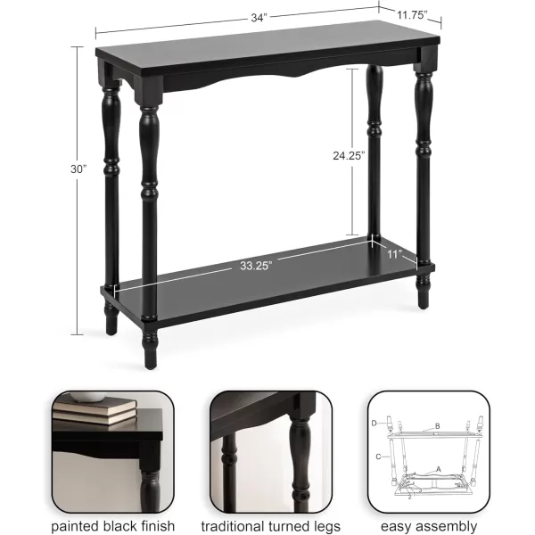 Kate and Laurel Darrington Modern Rectangle Console Table 34 x 12 x 30 Navy Blue Transitional Rectangular Entryway Table for Use as Behind Couch Table or Bedroom Storage TableBlack