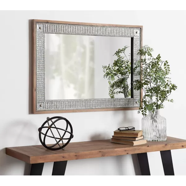 Kate and Laurel Deely Farmhouse Wood and Metal Wall Mirror Rustic BrownRustic Brown