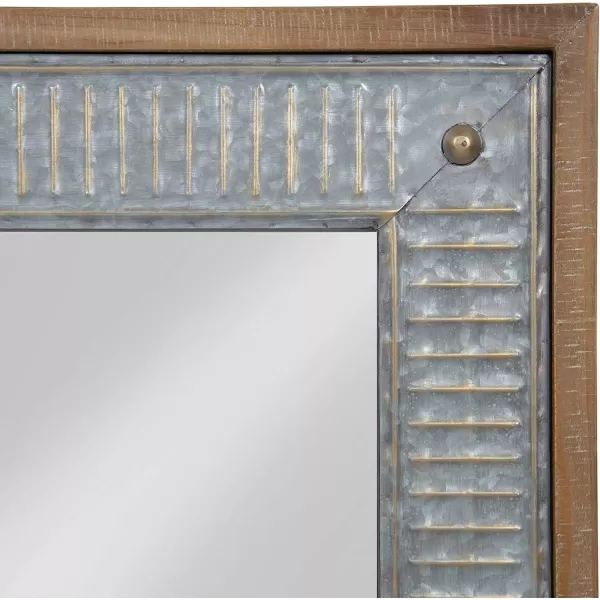 Kate and Laurel Deely Farmhouse Wood and Metal Wall Mirror Rustic BrownRustic Brown