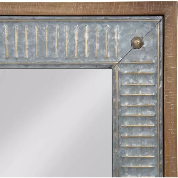 Kate and Laurel Deely Farmhouse Wood and Metal Wall Mirror Rustic BrownRustic Brown