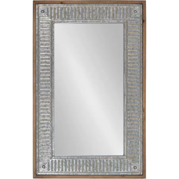 Kate and Laurel Deely Farmhouse Wood and Metal Wall Mirror Rustic BrownRustic Brown