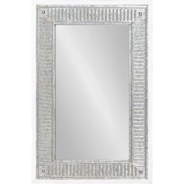 Kate and Laurel Deely Farmhouse Wood and Metal Wall Mirror Rustic BrownWhite