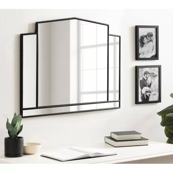 imageKate and Laurel Dietrich Modern Arched Window Wall Mirror 32 x 25 Black Transitional Pieced Glass Window Pane Mirror for Use as Statement Mantel Mirror or Decorative Bedroom Mirror