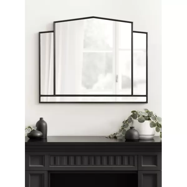 imageKate and Laurel Dietrich Modern Arched Window Wall Mirror 32 x 25 Black Transitional Pieced Glass Window Pane Mirror for Use as Statement Mantel Mirror or Decorative Bedroom Mirror