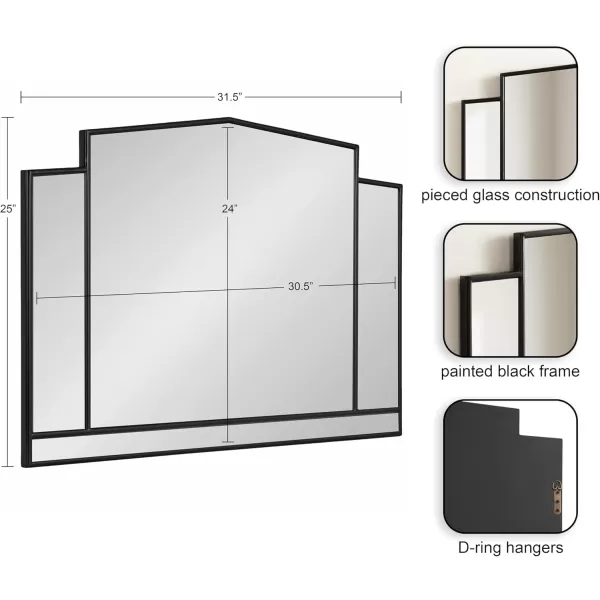 imageKate and Laurel Dietrich Modern Arched Window Wall Mirror 32 x 25 Black Transitional Pieced Glass Window Pane Mirror for Use as Statement Mantel Mirror or Decorative Bedroom Mirror