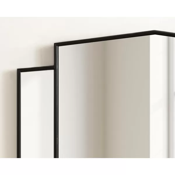 imageKate and Laurel Dietrich Modern Arched Window Wall Mirror 32 x 25 Black Transitional Pieced Glass Window Pane Mirror for Use as Statement Mantel Mirror or Decorative Bedroom Mirror