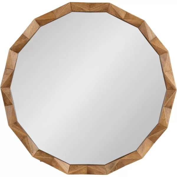 Kate and Laurel Endicott Modern Geometric Round Wall Mirror 26 Inch Diameter Black Transitional Faceted Wood Circle Mirror for Use as Bathroom Mirror for Over Sink or Cute Nursery MirrorRustic Brown